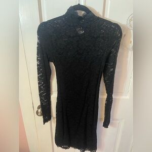 Elegant Black Backless Lace Dress